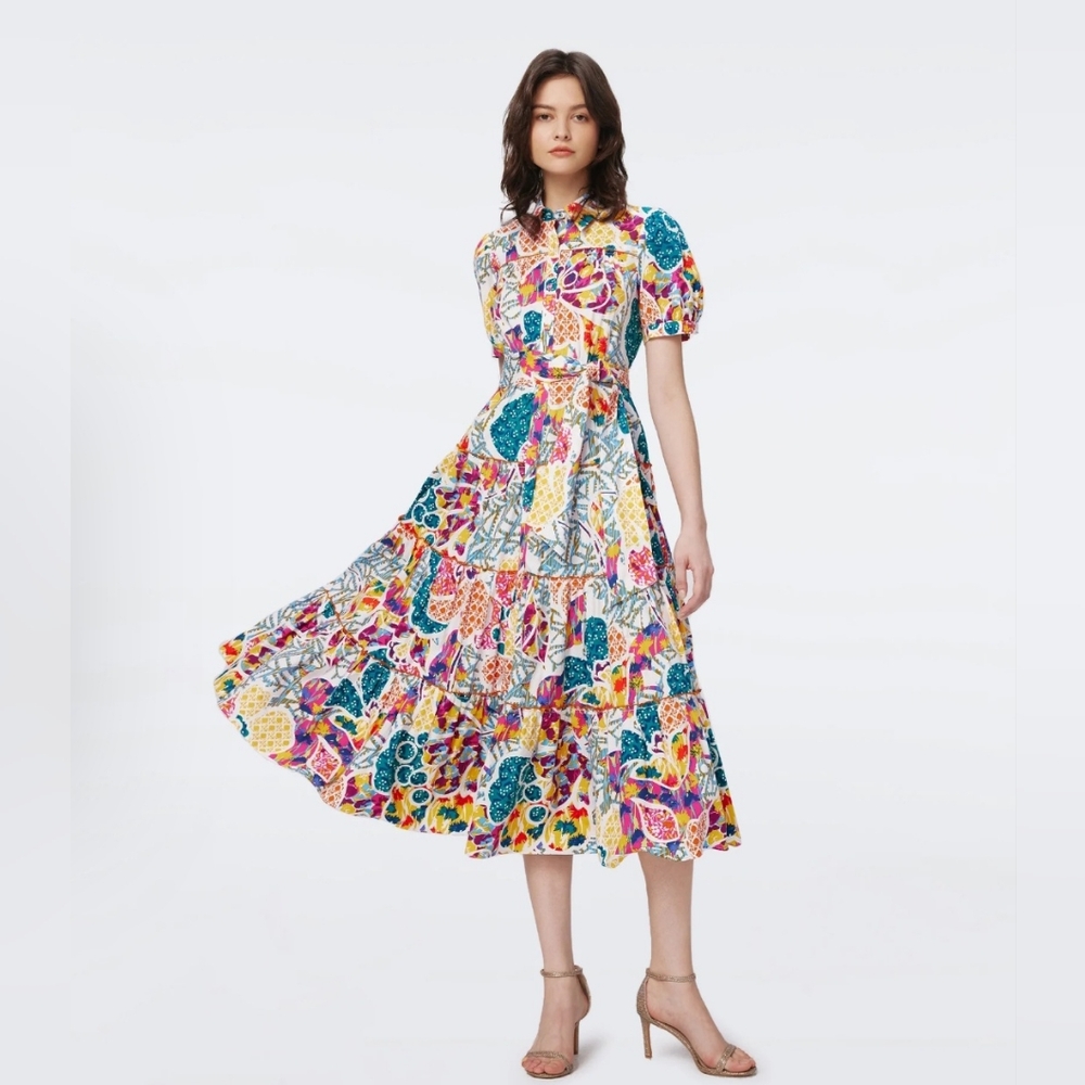 NWT Diane Von Furstenberg Queens Dress. Size L